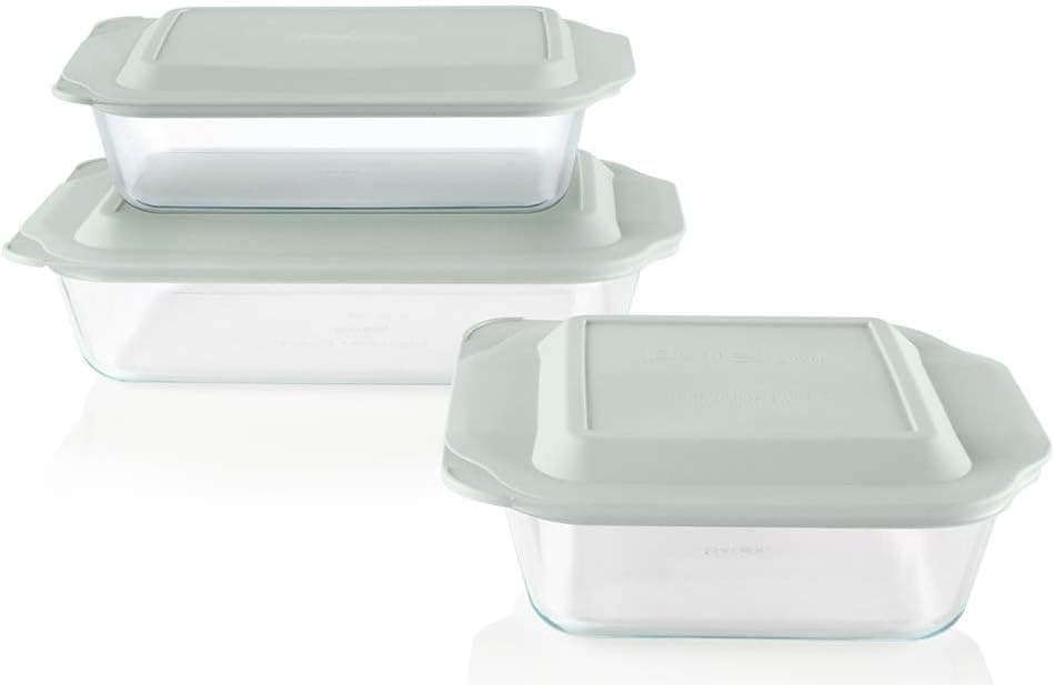 Pyrex Deep 3-Pack Glass Baking Dish Set (9"x13", 7"x11", 8"x8") With BPA-Free Lids, Rectangular Glass Bakeware, Dishwasher, Microwave, Freezer &amp; Pre-Heated Oven Safe: Home &amp; Kitchen image 1