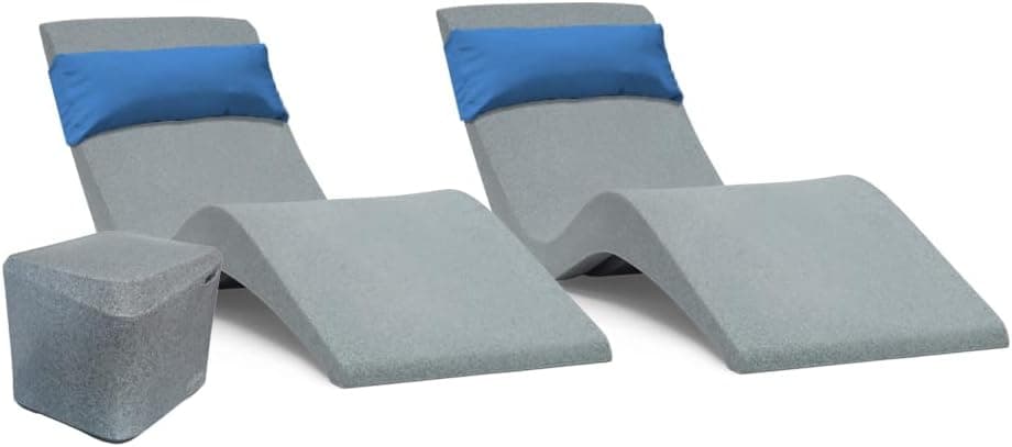 Aqua Outdoors Chaise Lounge Set with Side Table and Pillows image 1