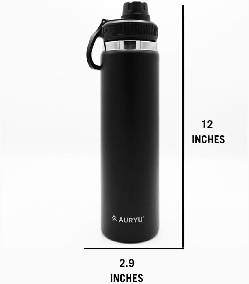 Auryu Black 24oz Triple-Walled Stainless Steel Water Bottle thumbnail 5