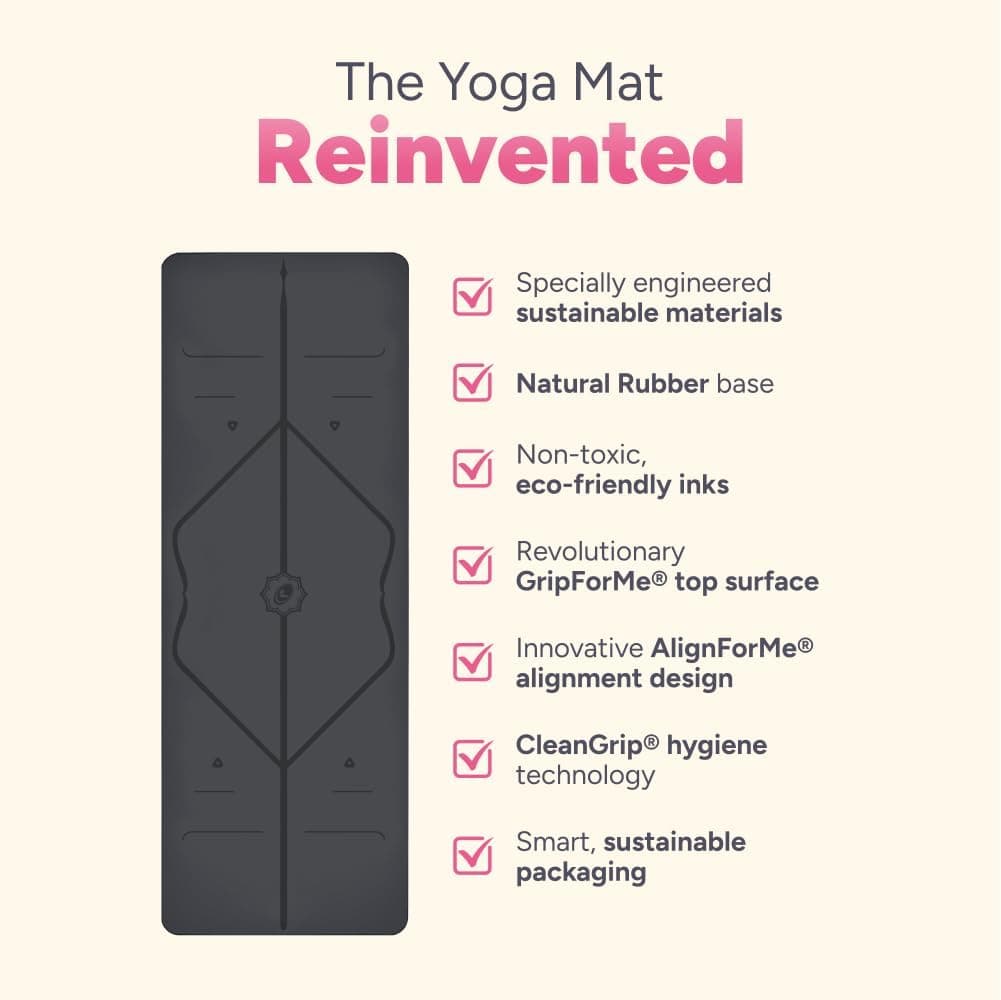 Liforme Original Yoga Mat – Free Yoga Bag Included - Patented Alignment System, Warrior-like Grip, Non-slip, Eco-friendly, sweat-resistant, 4.2mm thick mat for comfort - Grey : Sports &amp; Outdoors thumbnail 3