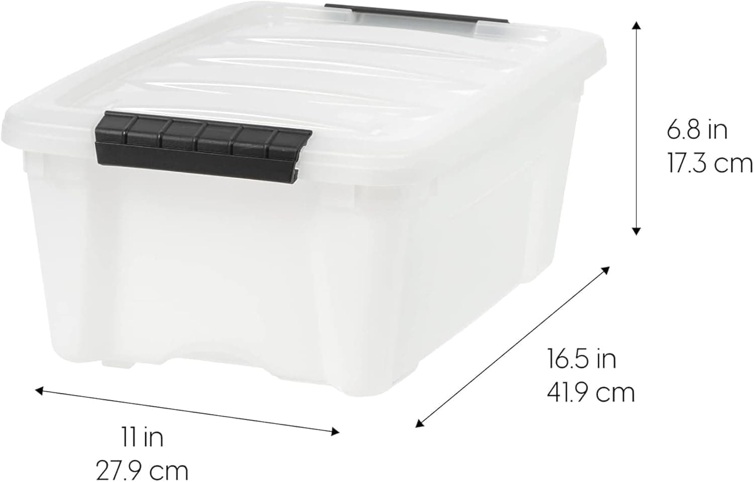 IRIS USA 13 QT Plastic Storage Box with Lid and Latches - 6 Pack, Pearl thumbnail 2