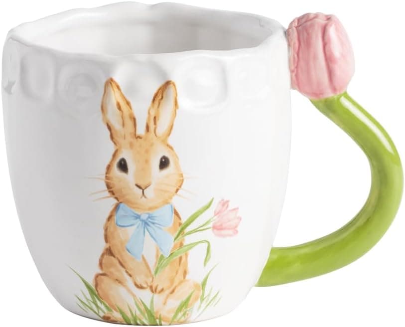 Mud Pie Stoneware Easter Bunny Mug with Figural Carrot Handle : Home &amp; Kitchen thumbnail 5