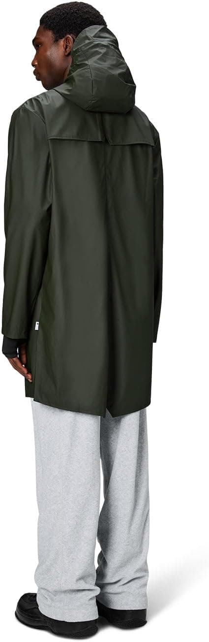RAINS Long Jacket - Green Waterproof Windproof Lightweight Breathable Raincoat for Men and Women - Breathable, Lightweight, Durable, Adjustable Hood - 2 Year Warranty thumbnail 2
