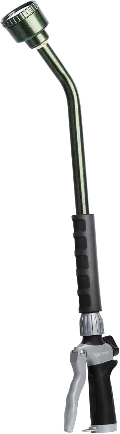 RESTMO Long Watering Wand, 24 Inches Gentle Soft Full Shower Sprayer Wand with Flow Control, Heavy Duty Metal Hose Wand for Hanging Baskets, Shrubs, Plants, Flowers, Garden and Lawn, Green : Patio, Lawn &amp; Garden image 1