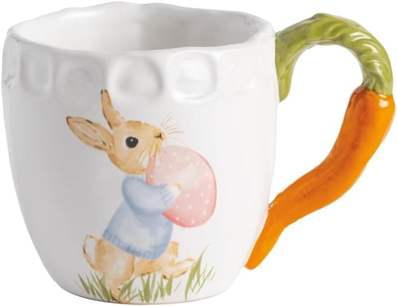 Mud Pie Stoneware Easter Bunny Mug with Figural Carrot Handle : Home &amp; Kitchen image 1