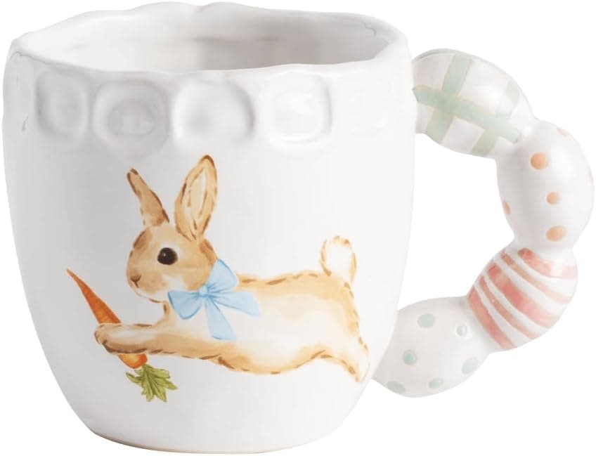 Mud Pie Stoneware Easter Bunny Mug with Figural Carrot Handle : Home &amp; Kitchen thumbnail 4