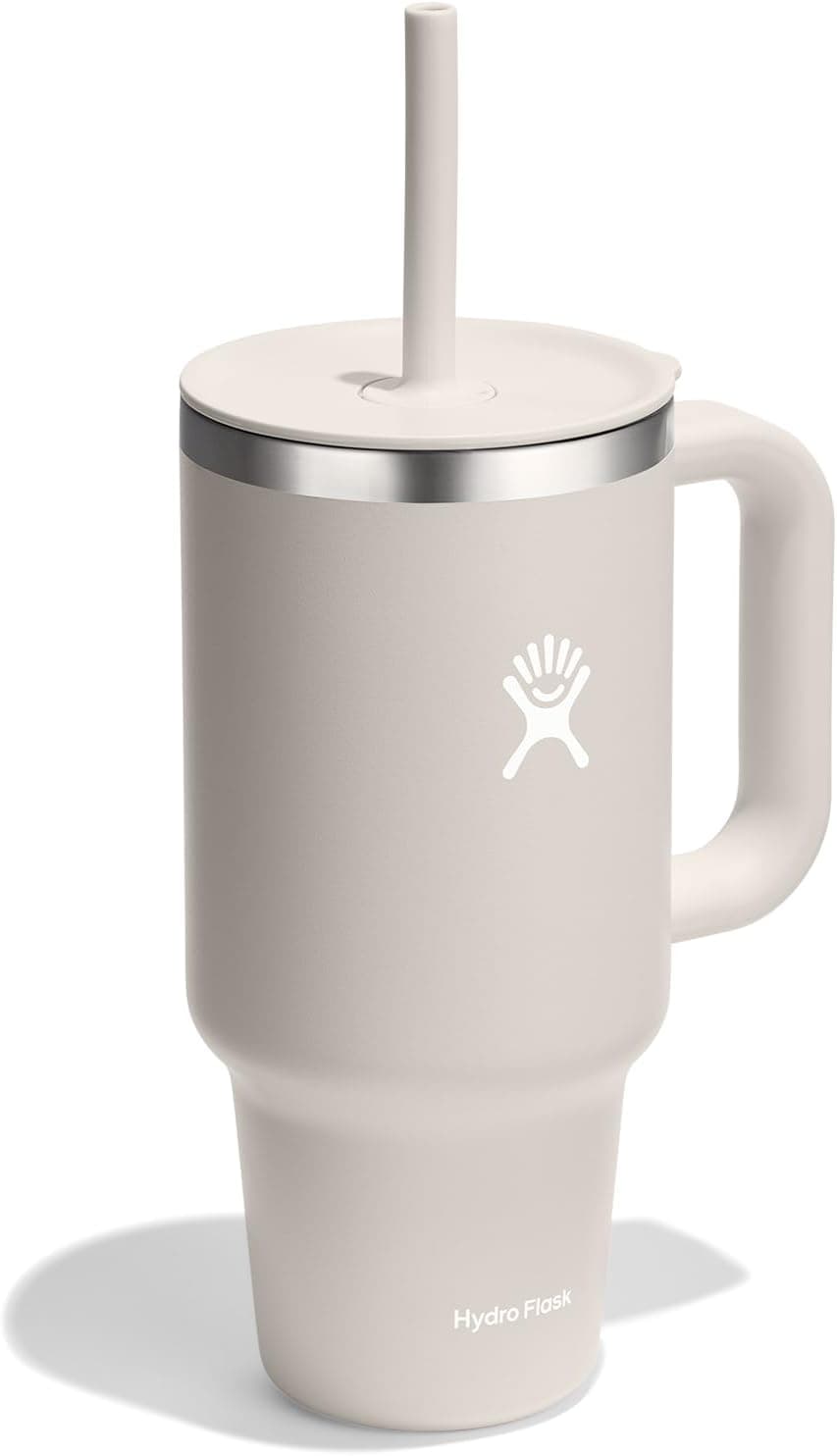 Hydro Flask Travel Tumbler with Handle, Lid and Straw - 32 Oz Oat Tan thumbnail 5