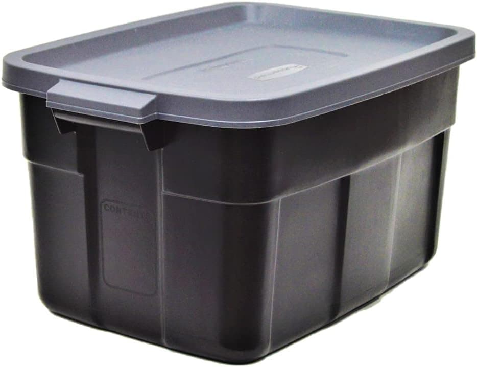 Rubbermaid Heavy Duty Black Storage Bins Plastic Totes with Lids for Storage, Stackable, Large Capacity, Durable, Multipurpose, 14 GAL, 6 Pack (14 GAL - 6 Pack Solid Black and Grey) : Clothing, Shoes &amp; Jewelry thumbnail 4