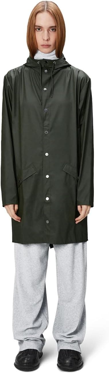 RAINS Long Jacket - Green Waterproof Windproof Lightweight Breathable Raincoat for Men and Women - Breathable, Lightweight, Durable, Adjustable Hood - 2 Year Warranty thumbnail 5