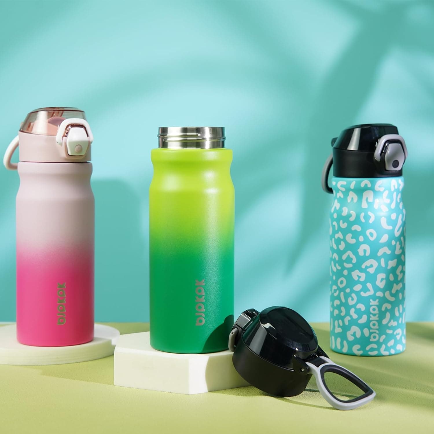 BJPKPK Water Bottle with Straw 18oz - Insulated Stainless Steel Thermal Flask, Light Pink thumbnail 5