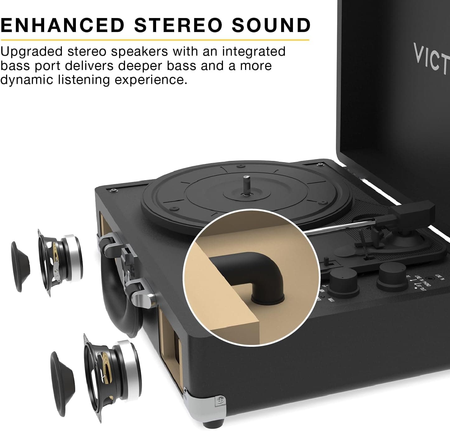 Victrola Journey II (2025 Model) – Bluetooth Suitcase Record Player – Built-in Stereo Speakers with Enhanced Bass, 3-Speed Turntable, Bluetooth Input and Output, RCA &amp; Headphone Outputs (Pink) : Everything Else thumbnail 3