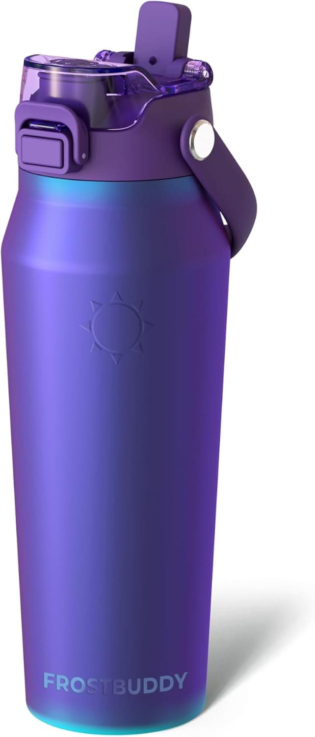 Frost Buddy 24oz Insulated Water Bottle with Straw &amp; Chug Lid | Leak-Proof Stainless Steel | 24-Hours Cold | Sweat-Proof, Cup Holder Friendly | Ideal for Gym, Travel, Sports &amp; Everyday Hydration : Sports &amp; Outdoors image 1