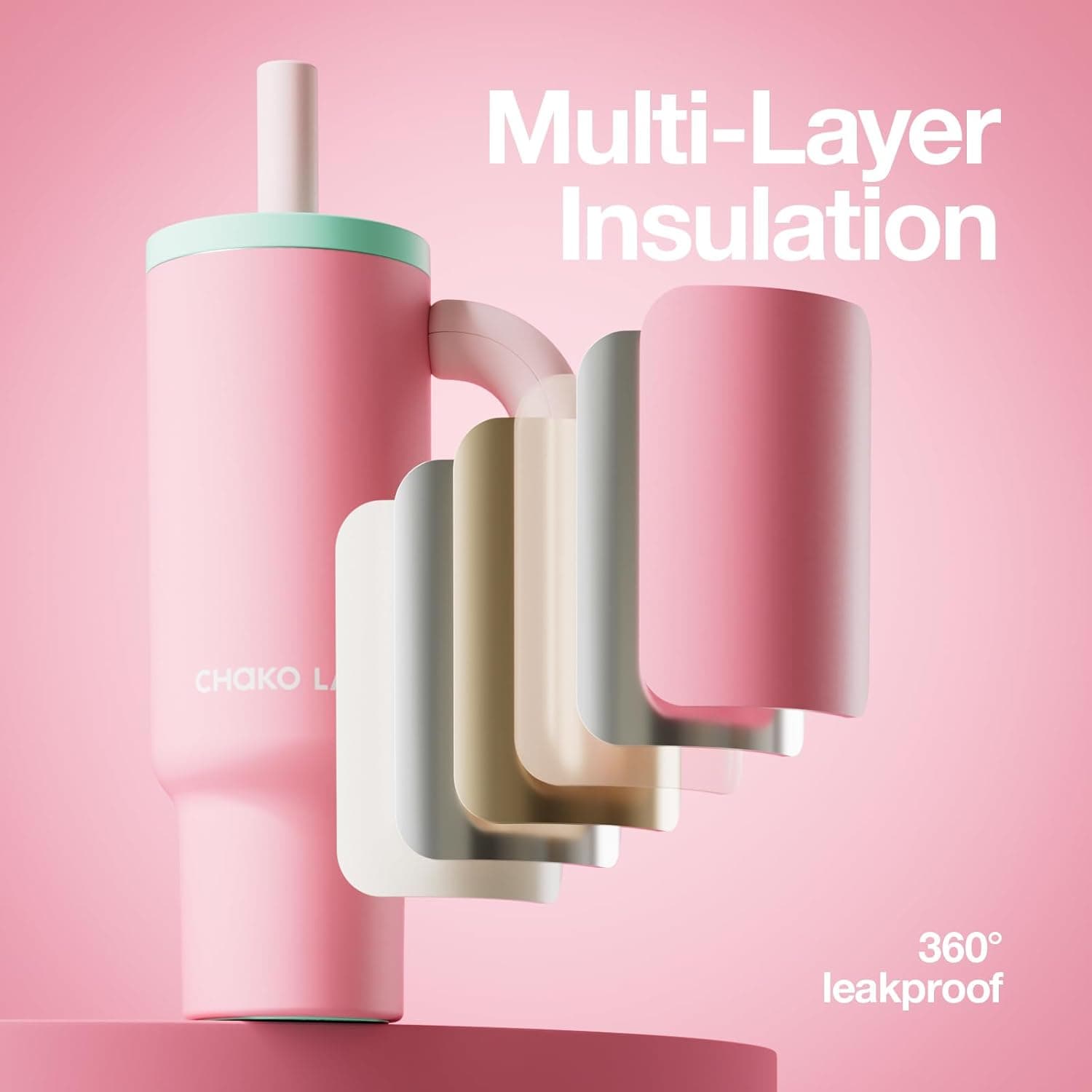 CHAKO LAB BaWang Insulated Stainless Steel Tumbler - 33oz with Handle and Straw thumbnail 4