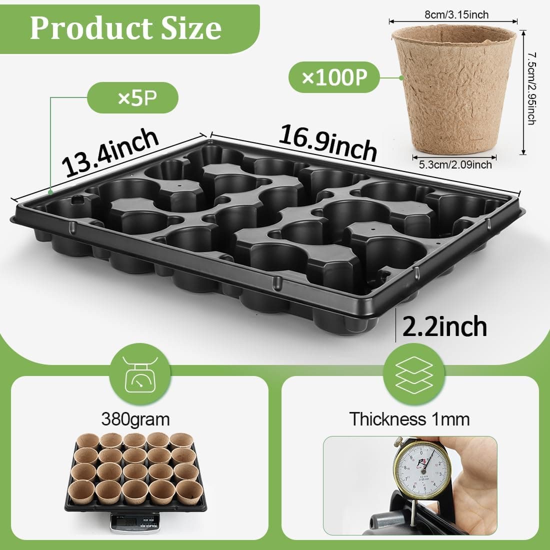 RooTrimmer Biodegradable Seed Starter Kit with Peat Pots and Seedling Trays thumbnail 4