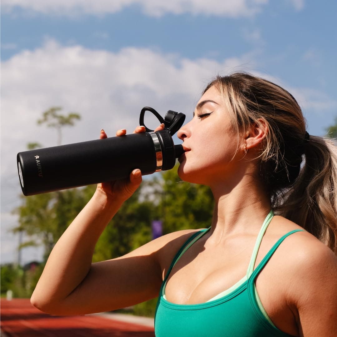 Auryu Black 24oz Triple-Walled Stainless Steel Water Bottle thumbnail 2