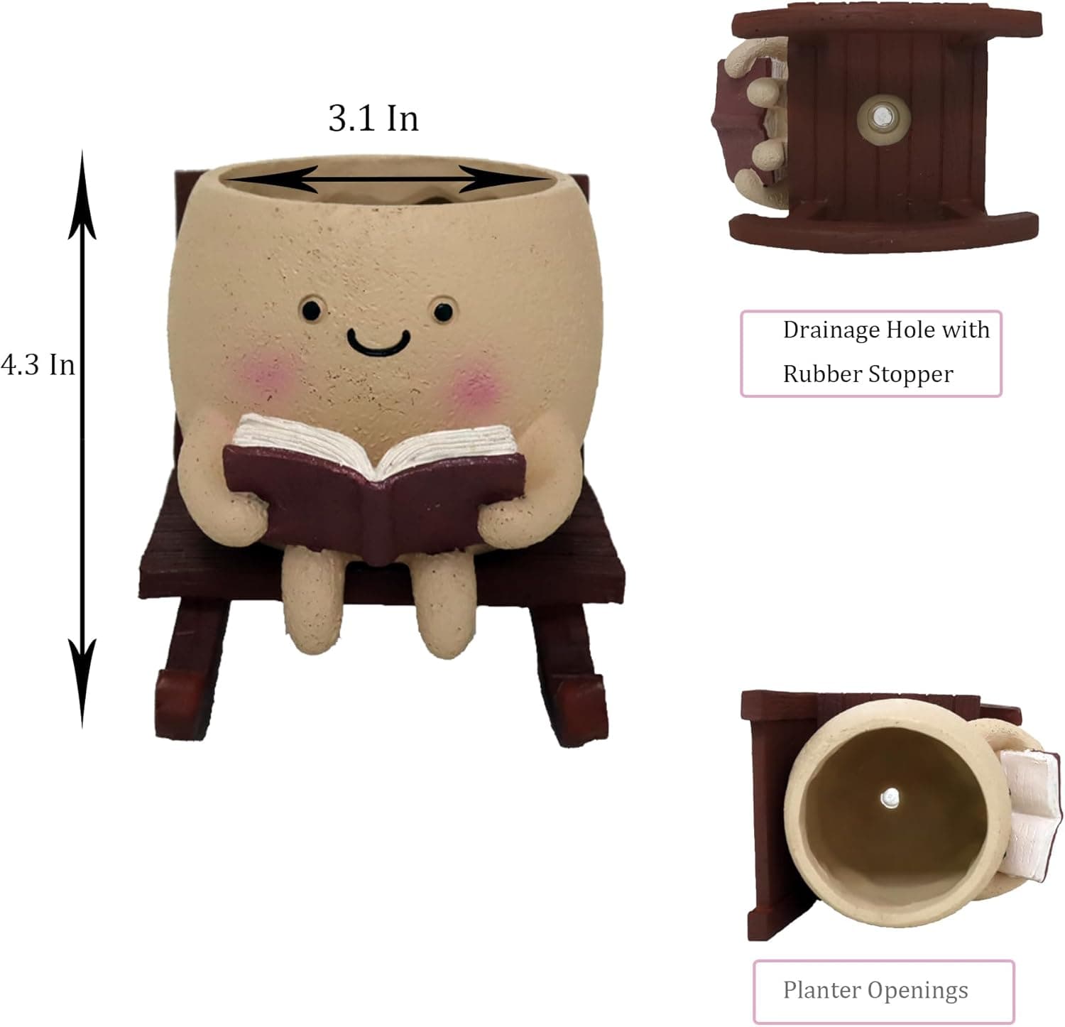 Cute Face Planters with Rocking Chair Design thumbnail 5