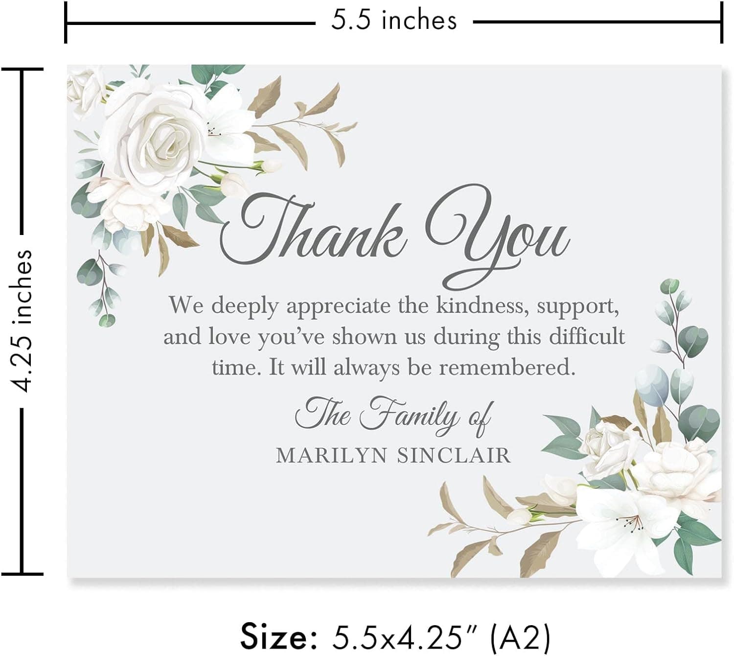 Hello Love Goods White Floral Sympathy Thank You Cards thumbnail 2
