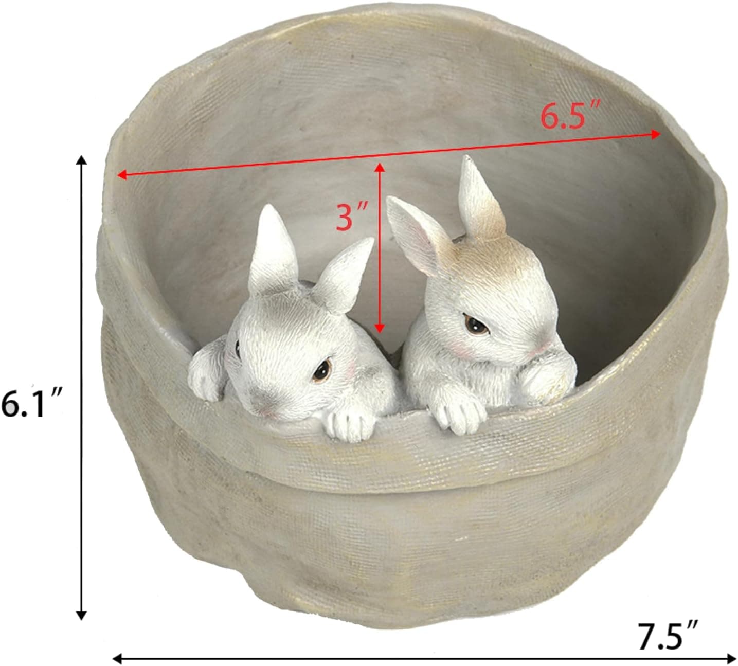 Newman House Studio Spring Bunny Flower Pot Easter-Decor - Decorative Garden Pots Cactus-Succulents Bunny Flower Pots Indoor Outdoor Plant Pots for Home Farmhouse Décor 7.5 * 7.4 * 6.1 Inch : Patio, Lawn &amp; Garden thumbnail 3