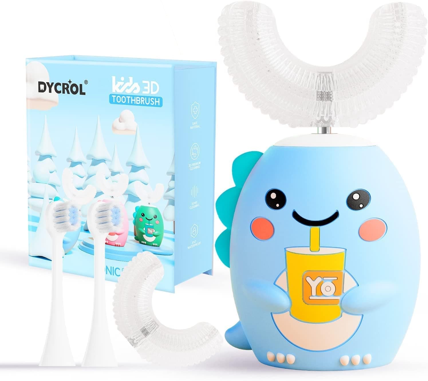 DYCROL Kids U-Shaped Electric Toothbrush with 4 Brush Heads image 1