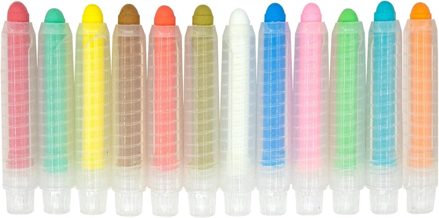Dr. Magnet 12pcs Dustless Chalk for Chalkboard, Sidewalk Chalk with Holder, Non-Toxic Washable Chalk, Colored Chalkboard Chalk for Outdoor, Doodling, Drawing, Writing : Office Products image 1