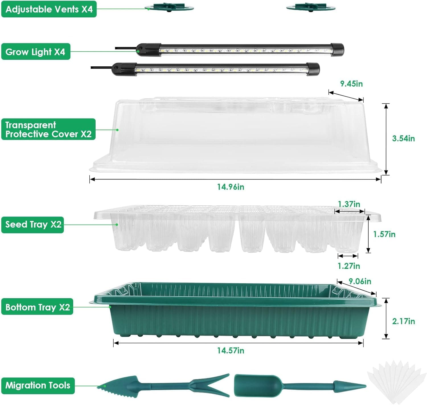 Sondiko Seed Starter Tray with Grow Light, 80 Cells Seed Starter Kit with Humidity Dome, Adjustable Brightness Plant Starter Trays, Indoor Plants Germination Kit(2 Pack) : Patio, Lawn &amp; Garden thumbnail 2