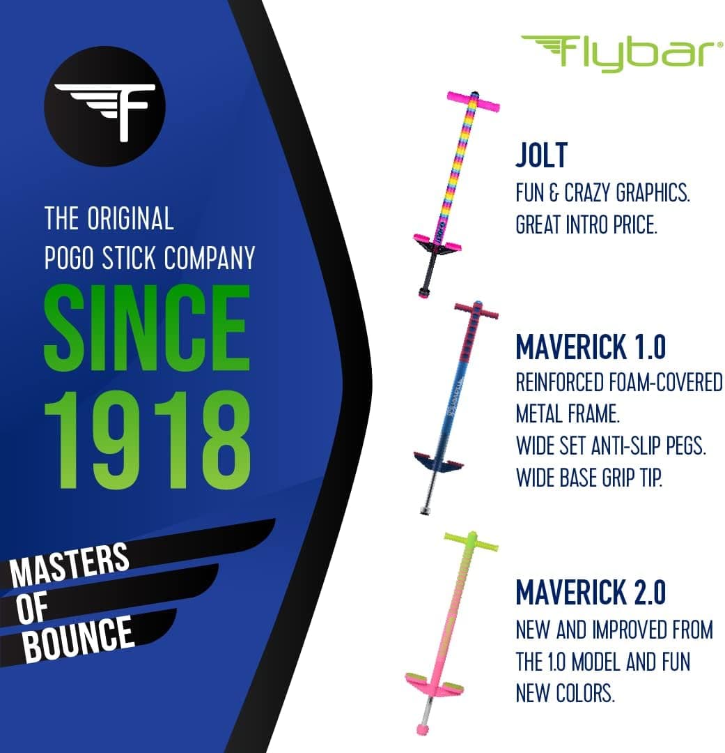 Flybar Maverick Foam Pogo Stick for Kids Age 5 and Up, 40 to 80 Pounds, Pogo Stick for Boys and Girls (Green) : Toys &amp; Games thumbnail 4