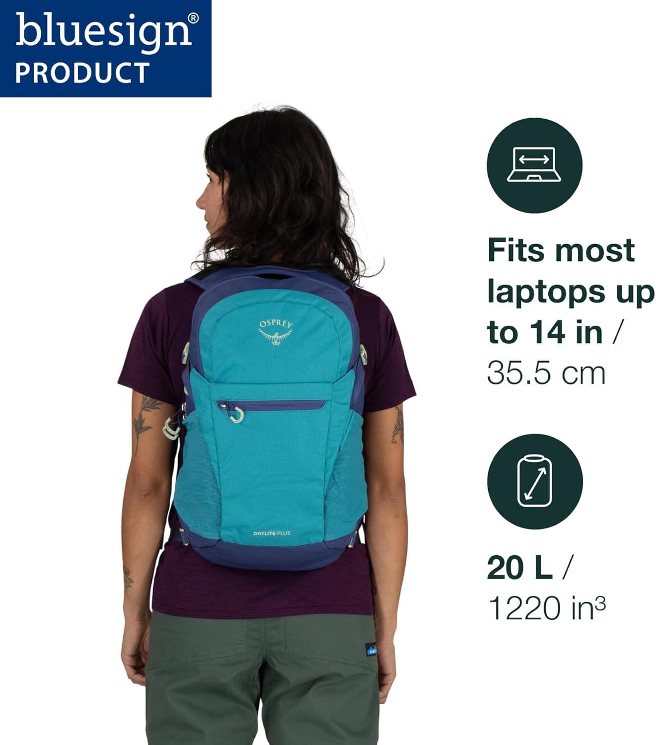 Osprey Daylite Plus Commuter Backpack - Lightweight, Everyday Pack with Laptop Sleeve and Water Bottle Pockets - Ideal for Work, School, and Travel with Versatile Storage, Green Belt/Green Canopy : Sports &amp; Outdoors thumbnail 2