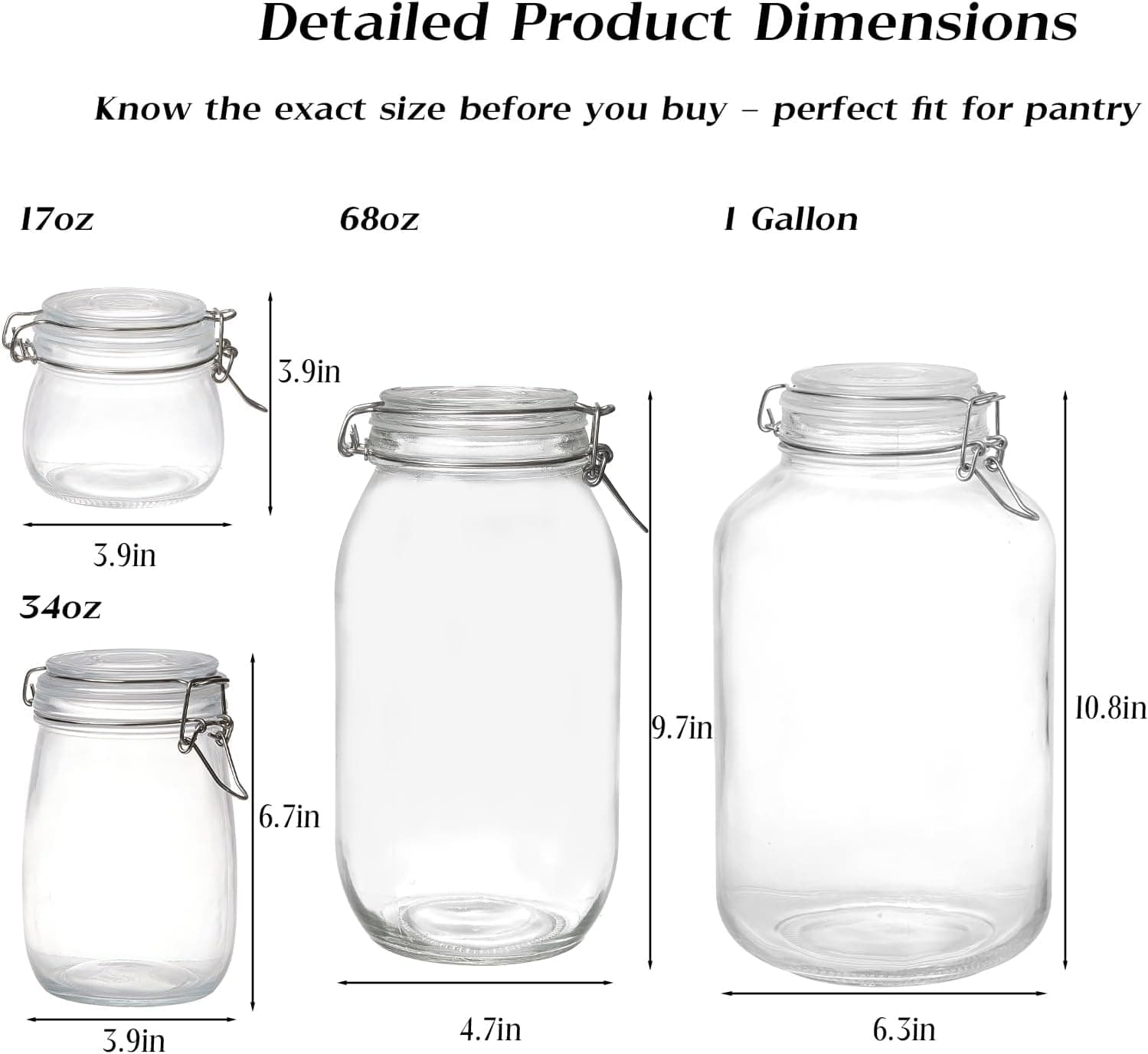 BJONKZ Glass Jars with Airtight Lids – Food Storage Containers with Preserving Seal Wire Clip Fatening, Glass Canisters for Kitchen Canning Flour, Cereal, Sugar, Beans (10oz*8) : Home &amp; Kitchen thumbnail 2