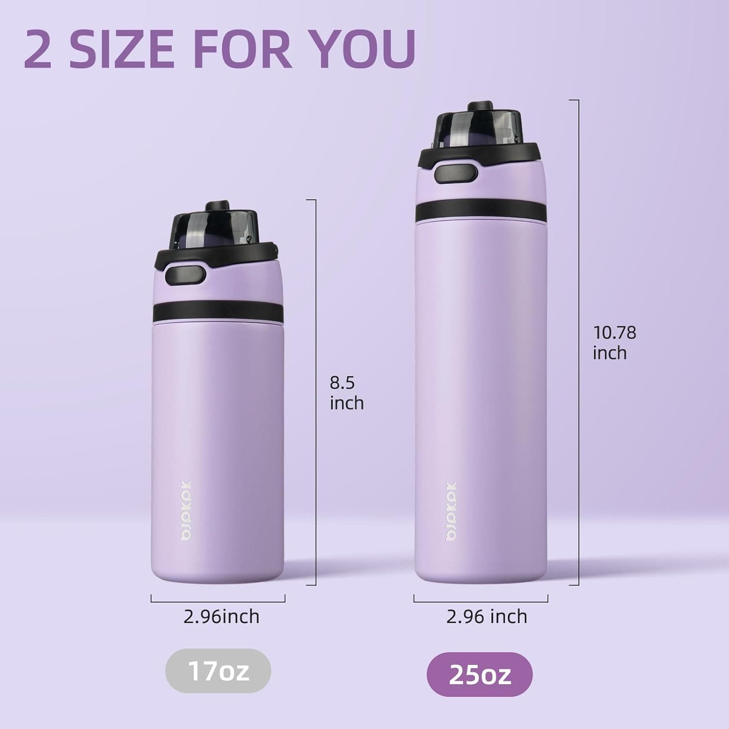 BJPKPK 25oz Insulated Water Bottle with 2-in-1 Straw Spout Lid - Lavender thumbnail 4