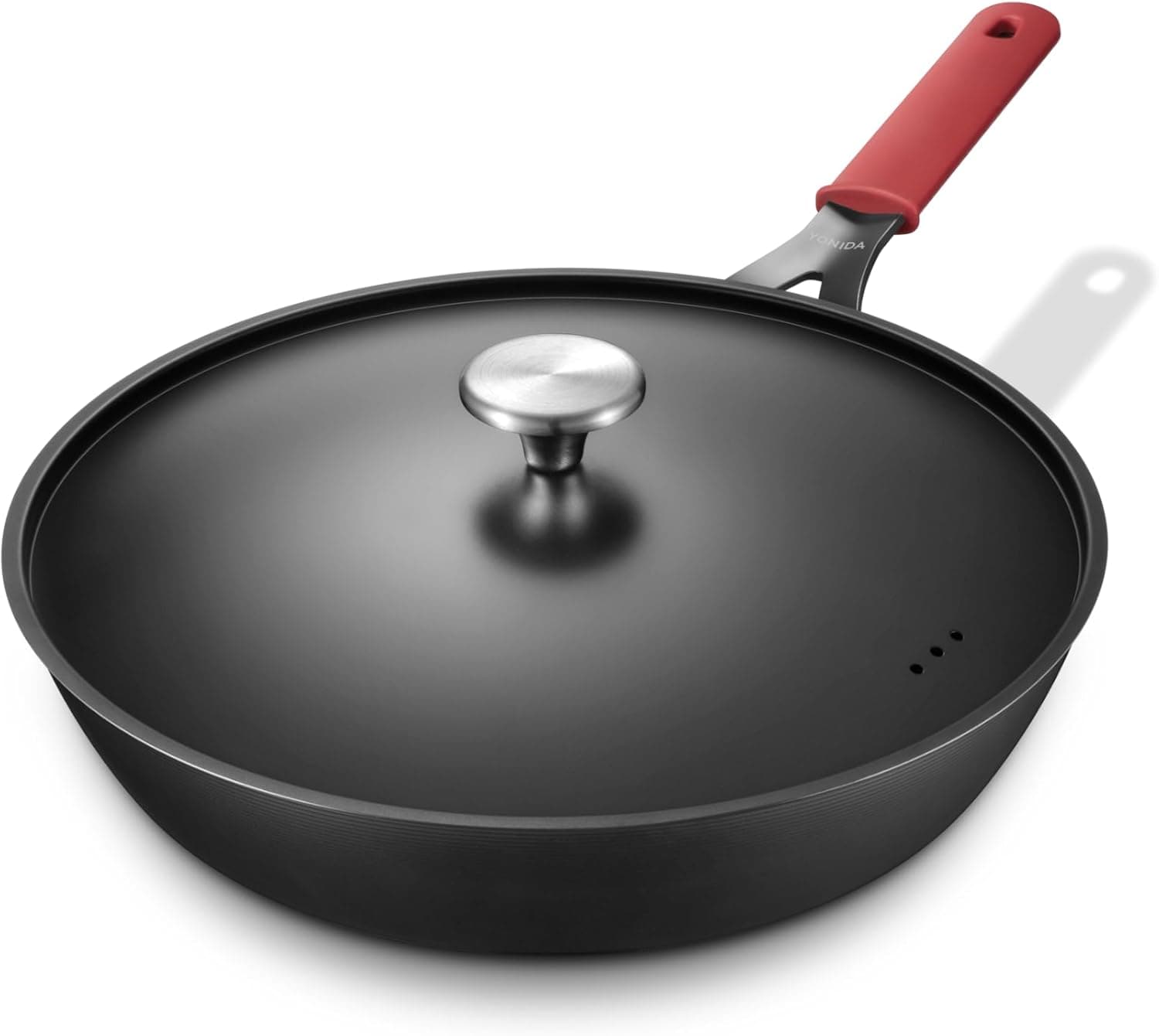 Yonida 12-Inch Carbon Steel Nonstick Frying Pan with Lid image 1