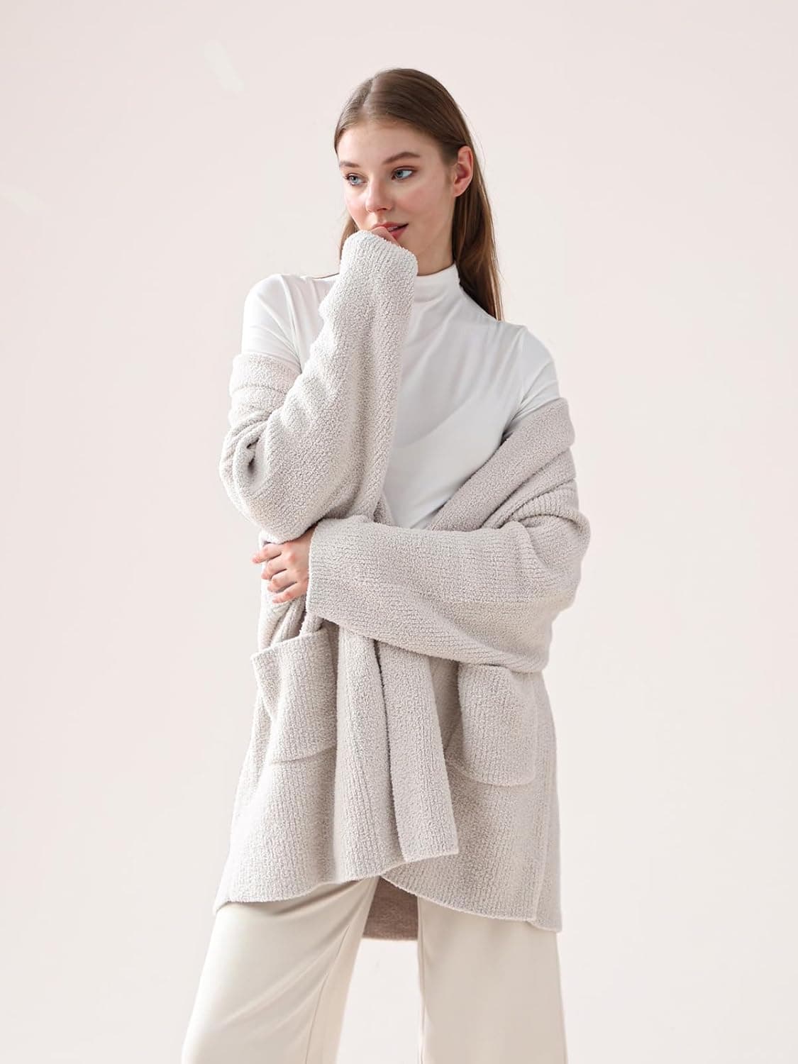 Women's Ultra Soft Oversized Cardigan Sweater with Pockets thumbnail 2