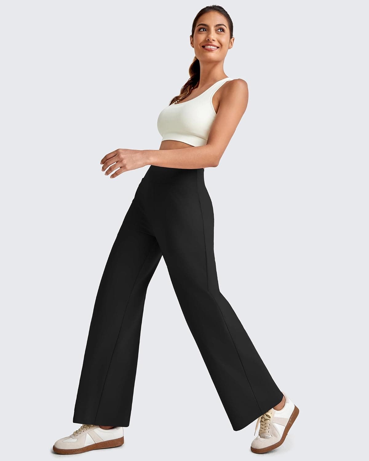 G4Free Wide Leg Yoga Pants for Women Ankle Length Cropped Yoga Dress Pants with Pockets High Waisted Petite Casual Travel Trousers for Fashion Clothes(Black,L,Petite) : Clothing, Shoes &amp; Jewelry thumbnail 2