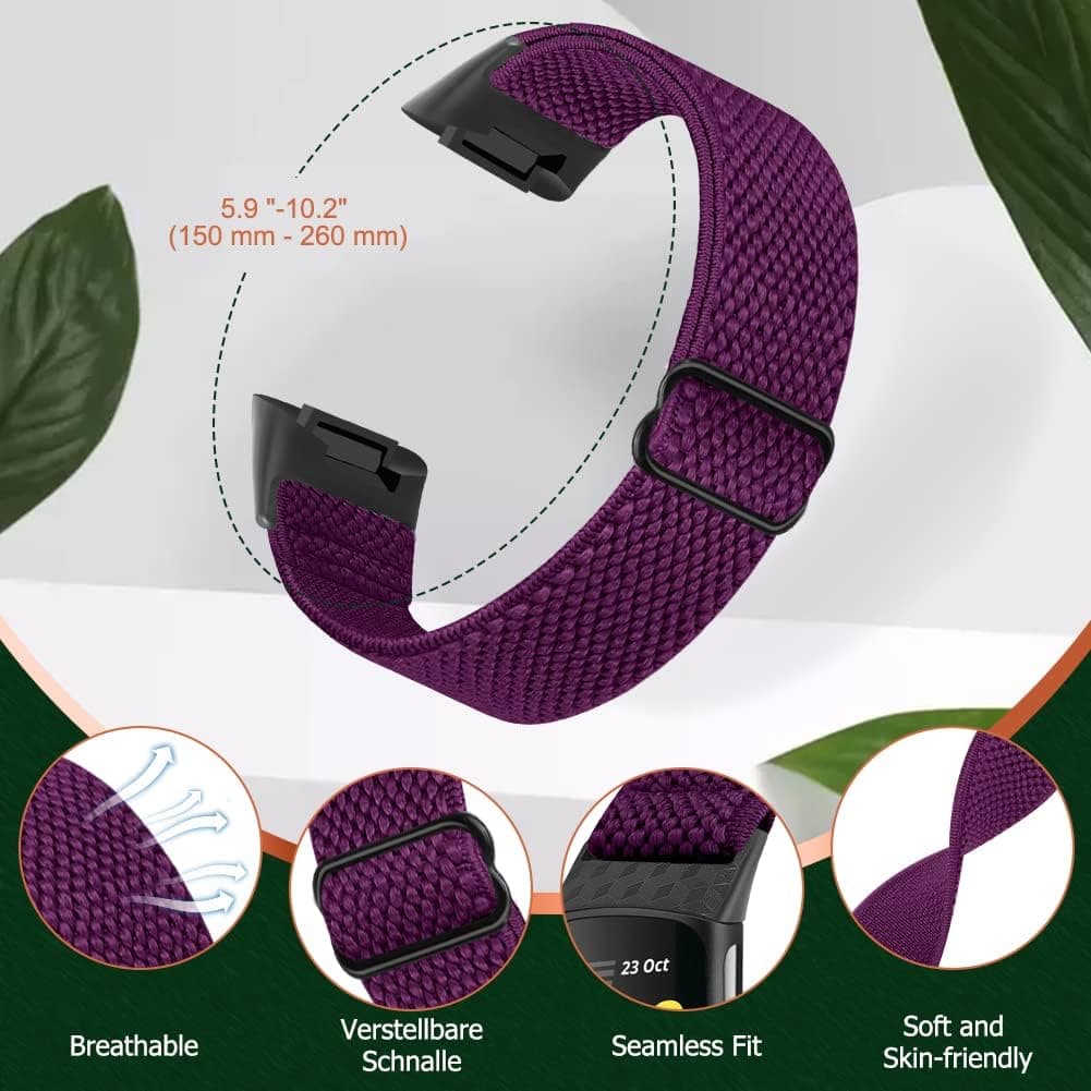 enkic Elastic Nylon Bands for Fitbit Charge 5/6 - 4 Pack thumbnail 2