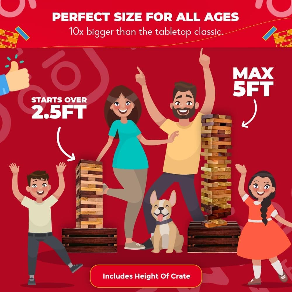 SWOOC Games Reclaimed Giant Tower Game - 60 Blocks with Storage Crate thumbnail 5