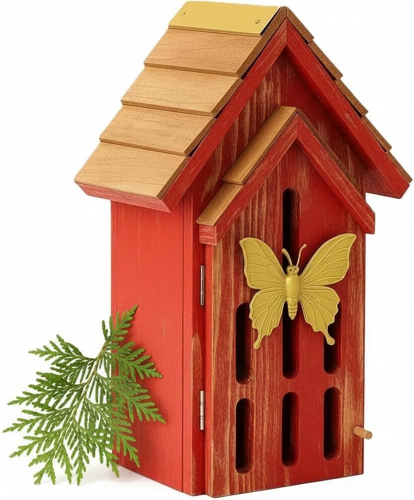 Shingle Roof Butterfly and Bee House with Open Door Design — Easter Gifts gift idea