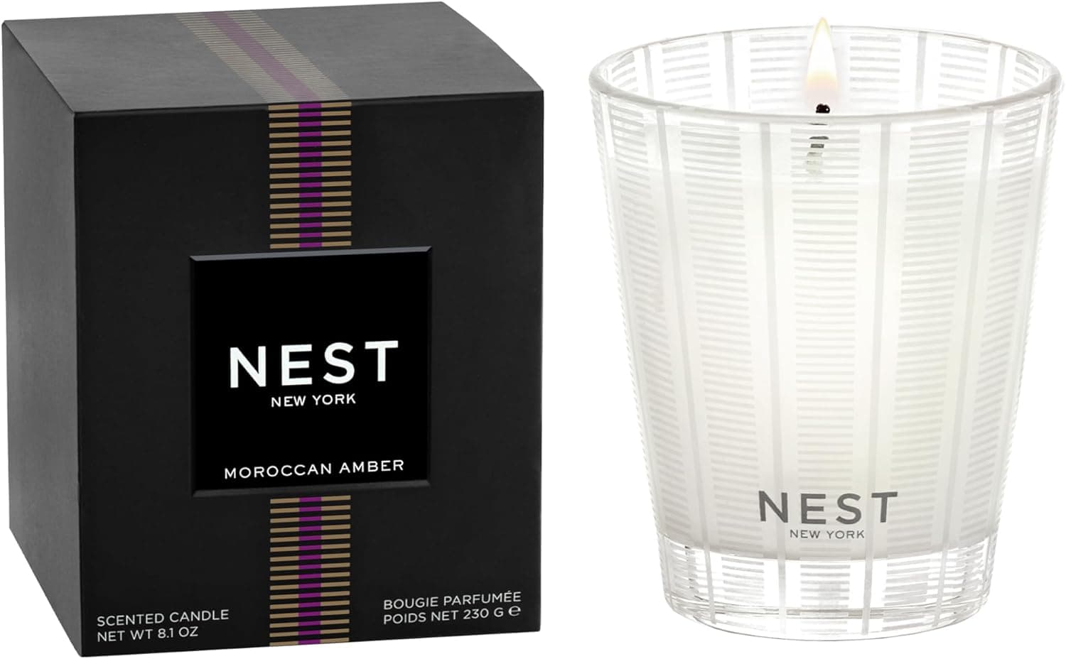 NEST New York Scented Classic Candle, Moroccan Amber - 8.1 oz - Up to 60-Hour Burn Time - Reusable Glass Vessel : Home &amp; Kitchen image 1