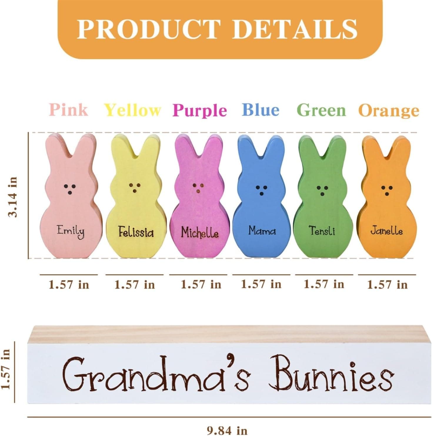 Wooden Easter Peeps Block Set - Personalized Bunny Decor thumbnail 5