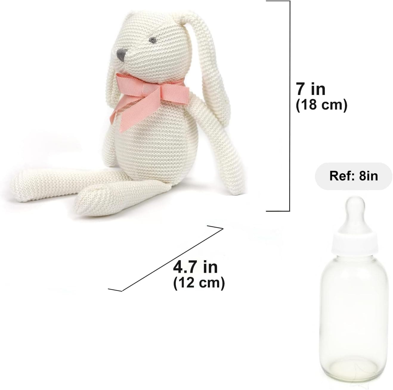 FLUFFYFUN 100% Organic Cotton White Bunny Rabbit Plush Toy thumbnail 2