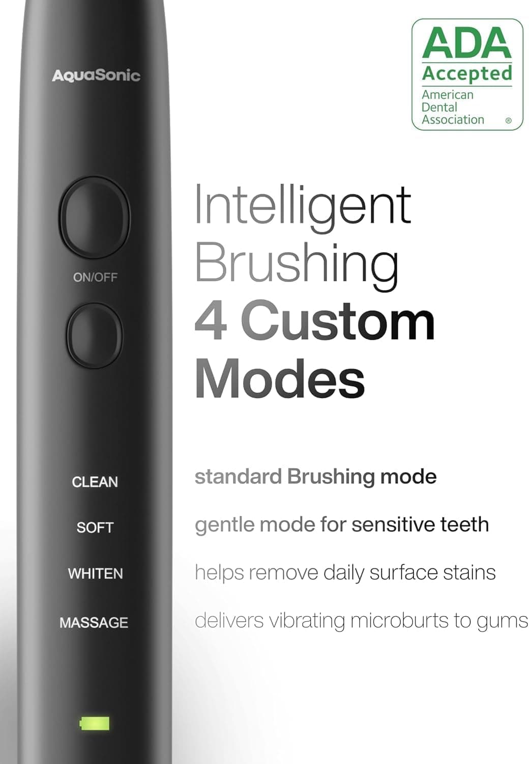 Aquasonic Black Series Ultra Whitening Toothbrush – ADA Accepted Electric Toothbrush- 8 Brush Heads &amp; Travel Case – 40,000 VPM Electric Motor &amp; Wireless Charging - 4 Modes w Smart Timer : Health &amp; Household thumbnail 3