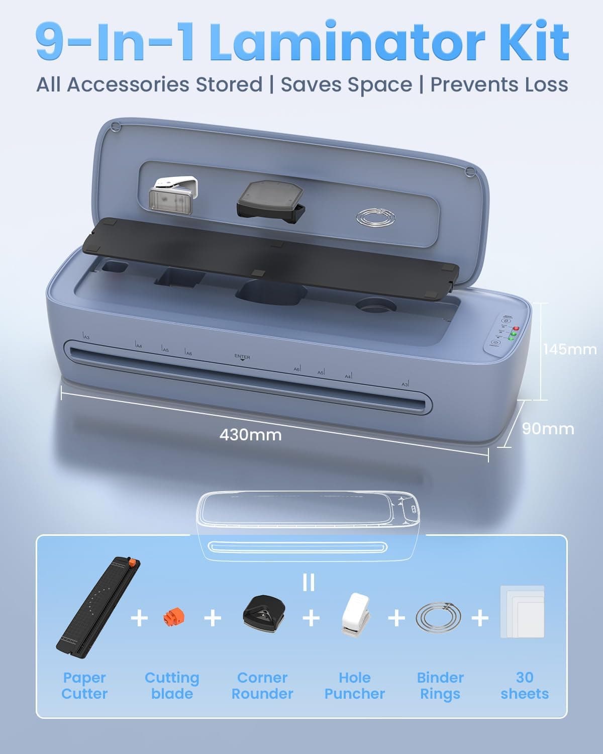 13 Inch Laminator Machine 11x17 with Laminating Sheets Personal Laminator for Teachers, 60S Warm Up Cold Thermal Lamination Machine for Home Office, A3 Laminating Machine Portable Paper Laminate Kit : Office Products thumbnail 5