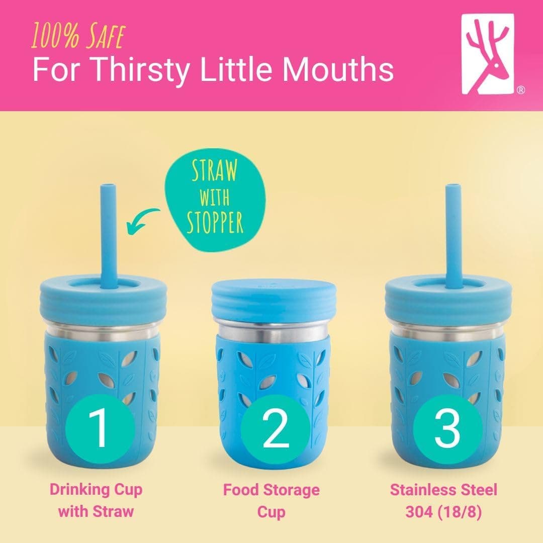 Elk and Friends 10oz Stainless Steel Kids' Drinking Cups with Sleeves and Silicone Straws - 4 Pack thumbnail 3