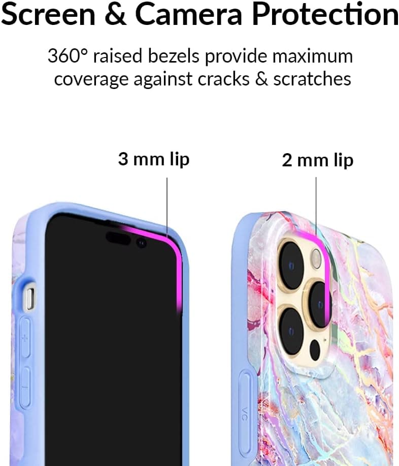 VELVET CAVIAR for iPhone 14 Pro Case Marble - Girly Cute Protective Cover for Women - Compatible with MagSafe - 10ft Drop Tested - Holographic, Blue, Pink : Cell Phones &amp; Accessories thumbnail 3