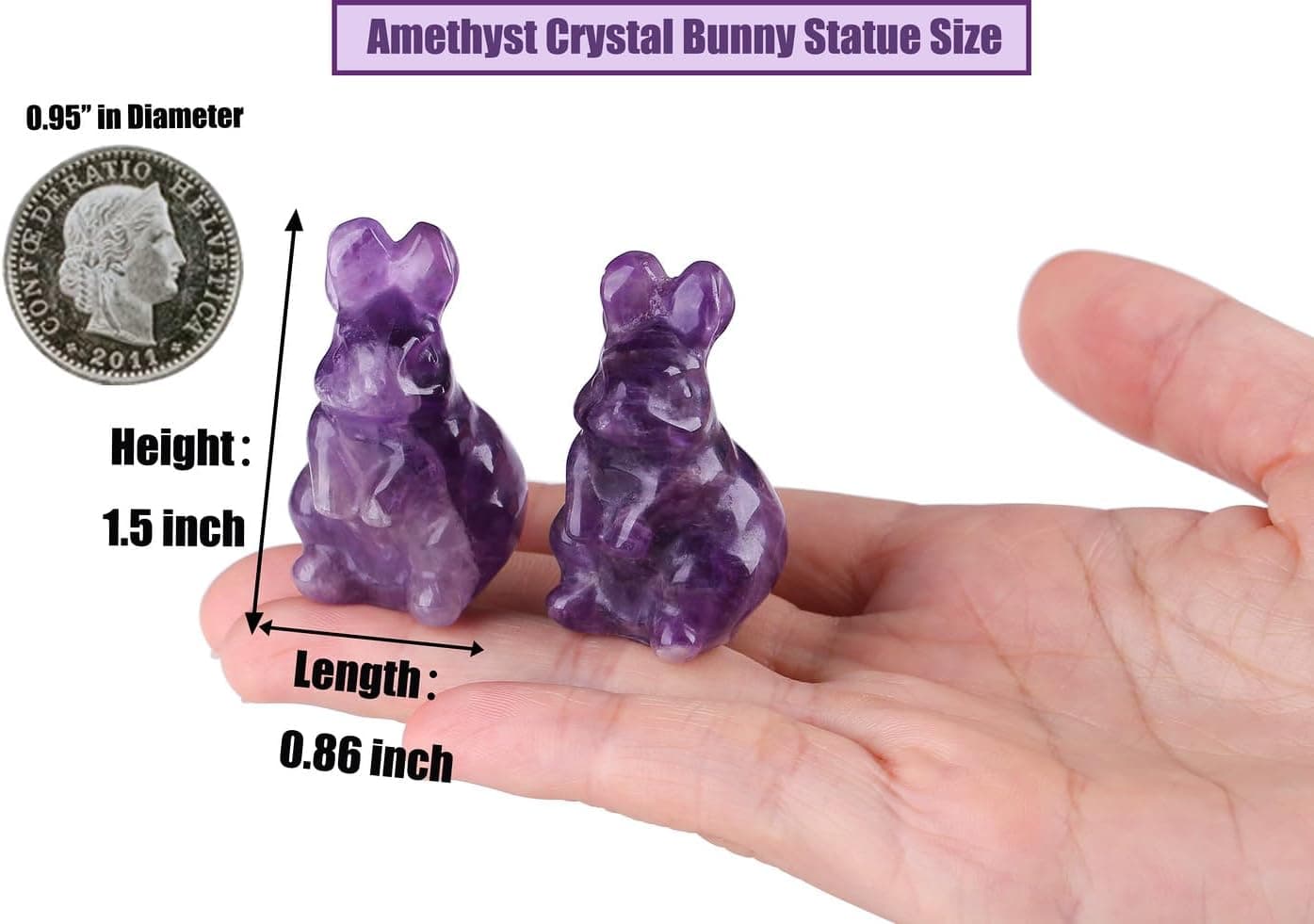 DUQGUHO Bunny Decor Easter Rabbit Decor Crystals Easter Gifts Decoration Bunny Statue Amethyst Crystals Figurines Bunny 1.5’’ : Home &amp; Kitchen thumbnail 4
