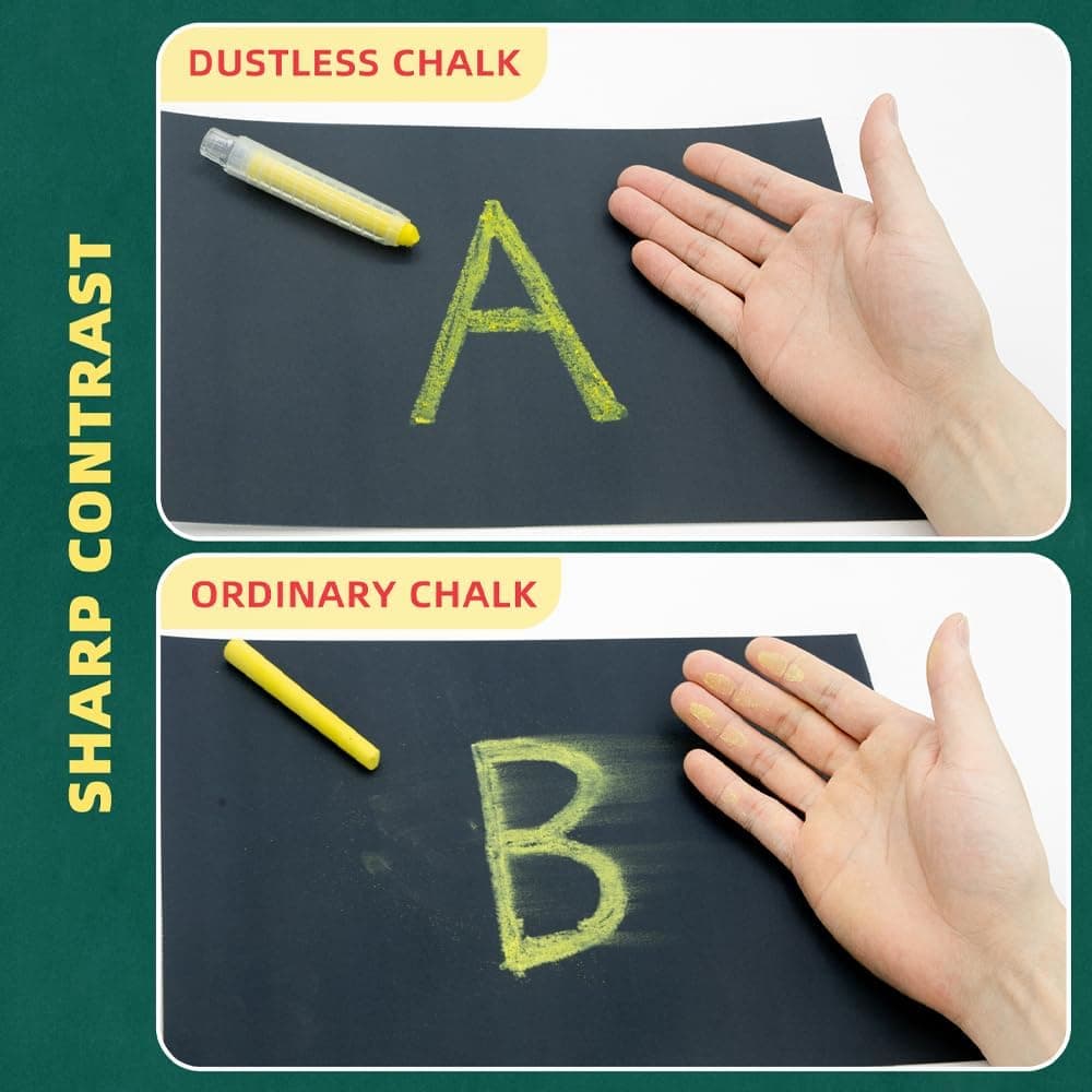 Dr. Magnet 12pcs Dustless Chalk for Chalkboard, Sidewalk Chalk with Holder, Non-Toxic Washable Chalk, Colored Chalkboard Chalk for Outdoor, Doodling, Drawing, Writing : Office Products thumbnail 4