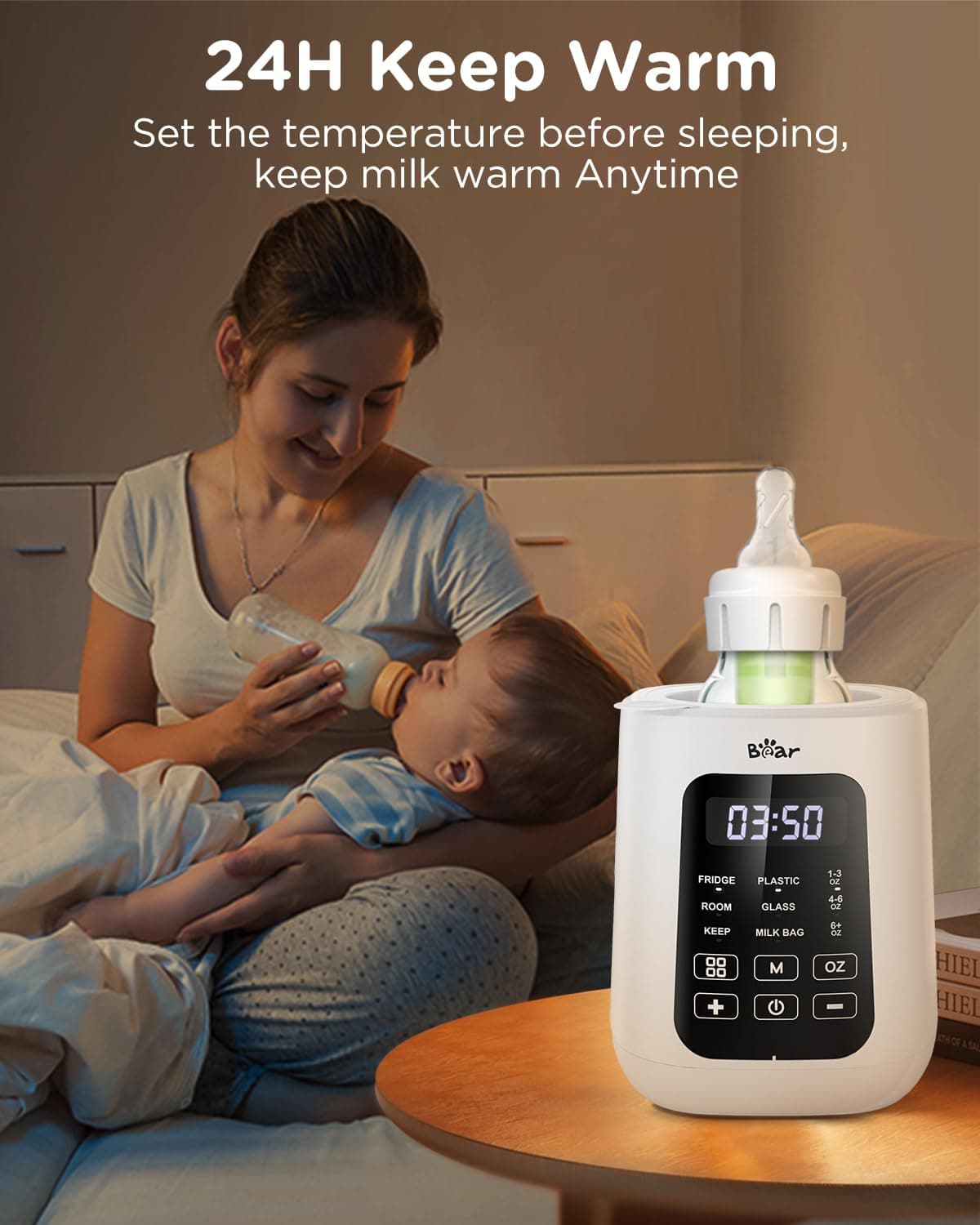 Bear Baby Bottle Warmer, Milk Warmer Breastmilk Bag Formula Fast Warming for New Born Baby Bottles, with Time Temp Control Automatic Shut Off at Home Use : Baby thumbnail 4