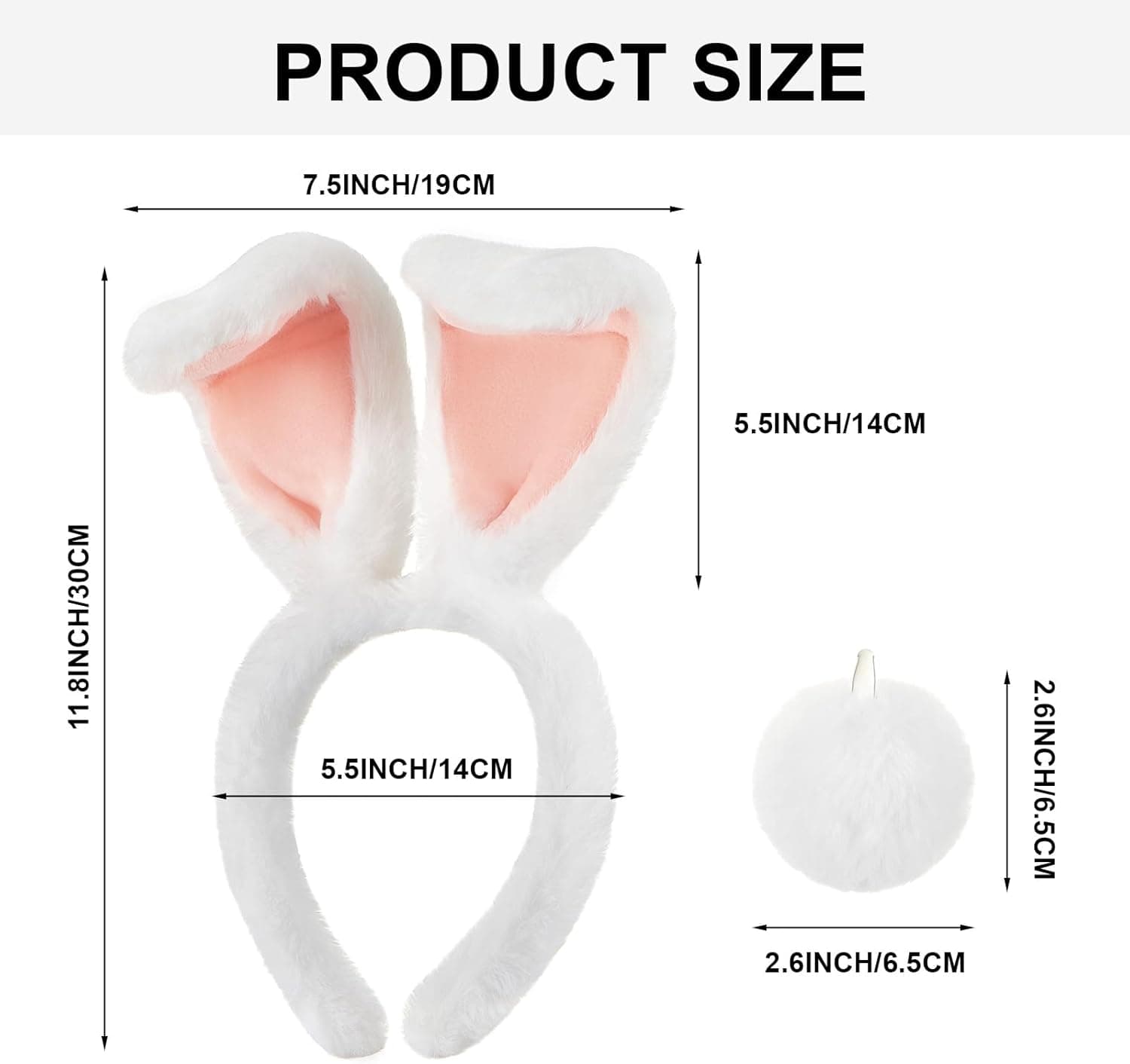 Easter Bunny Ears Headband with Tail Costume Accessories thumbnail 2