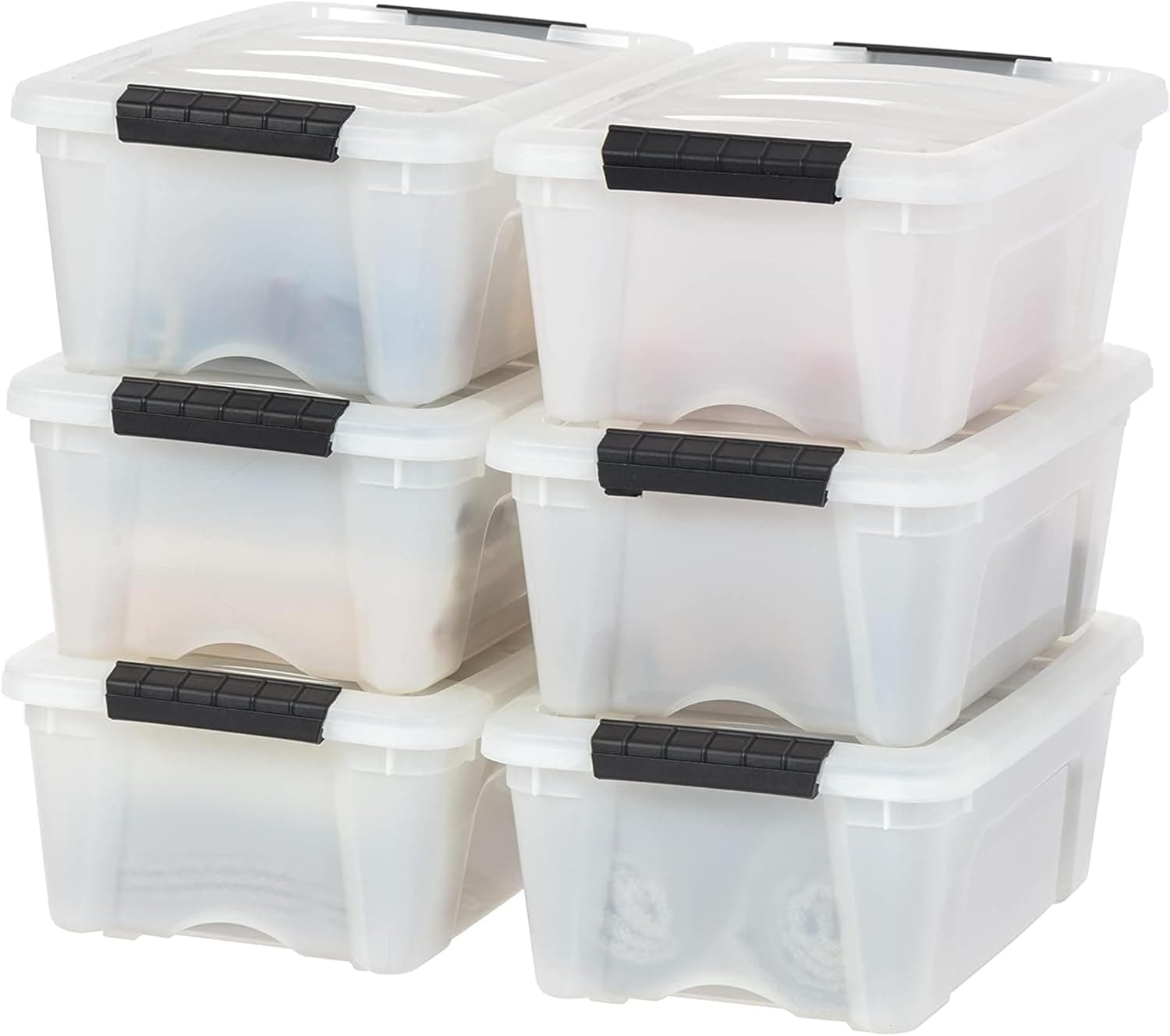 IRIS USA 13 QT Plastic Storage Box with Lid and Latches - 6 Pack, Pearl image 1