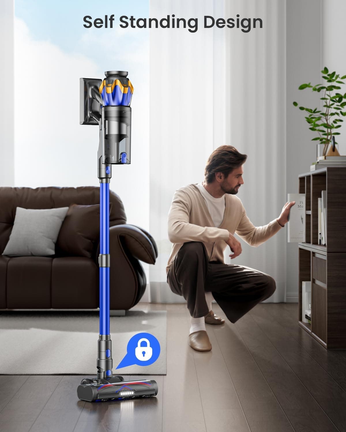 Amazon.com - Cordless Vacuum Cleaner, Upgraded 650W 55KPA 70Mins Cordless Stick Vacuum Cleaner with Self-Standing and Touch Screen, Anti-tangle Wireless Vacumm, Vacuum Cleaners for Home/Pet Hair/Carpets/Floors thumbnail 5