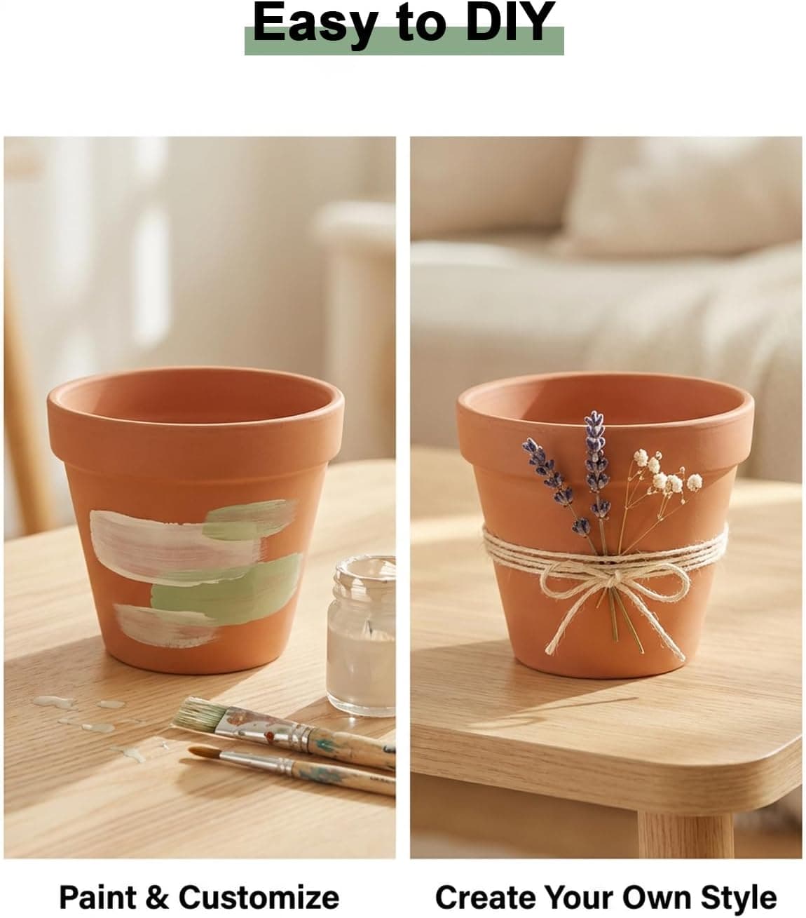 Riseuvo 3 Inch Terra Cotta Pots with Saucer - 12 Pack thumbnail 5