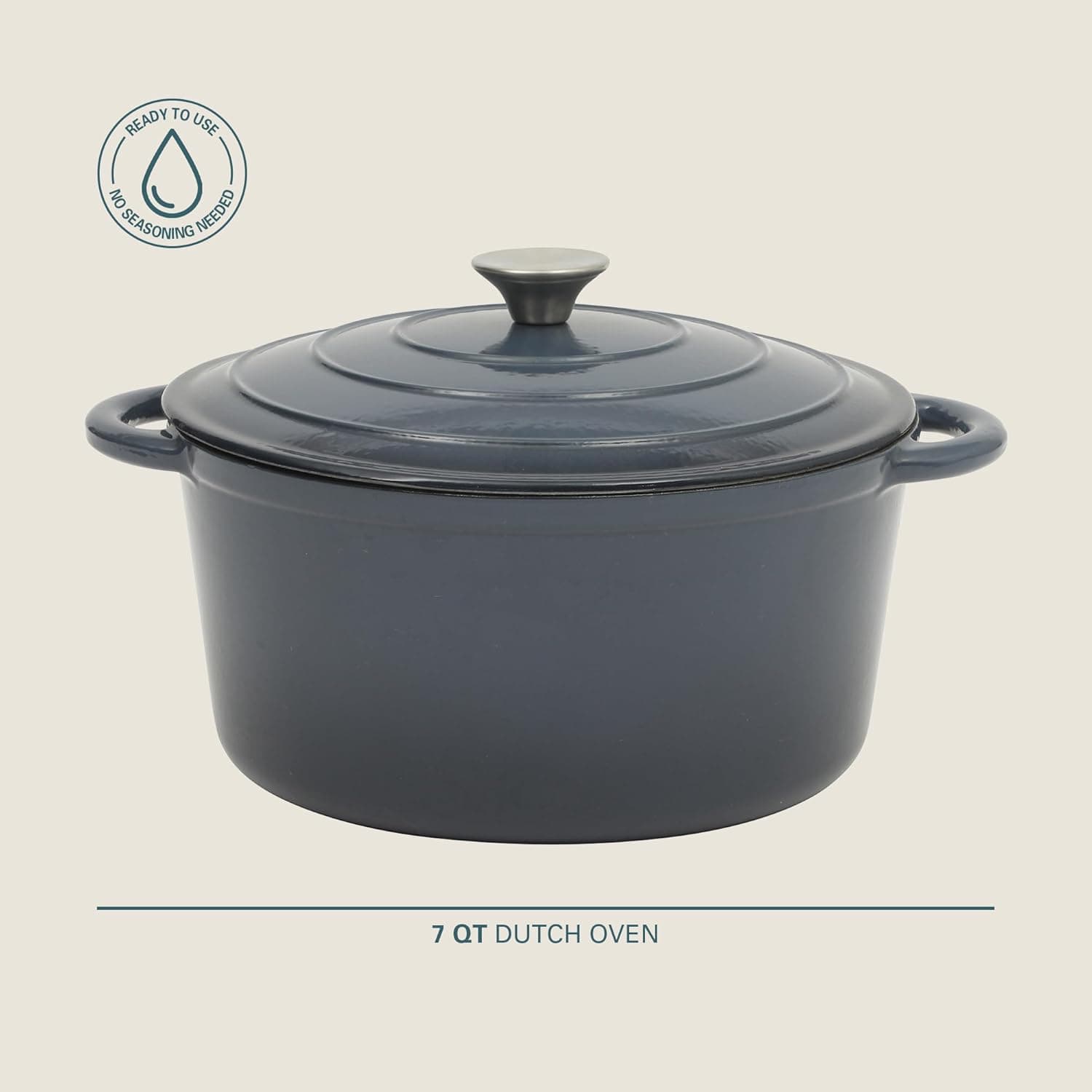 Gibson Home Addlestone 7 Qt Enameled Cast Iron Dutch Oven Pot with Lid – Round, Oven Safe to 500°F, Ideal for Bread Baking &amp; Stews - Gradient Navy Blue: Home &amp; Kitchen thumbnail 2